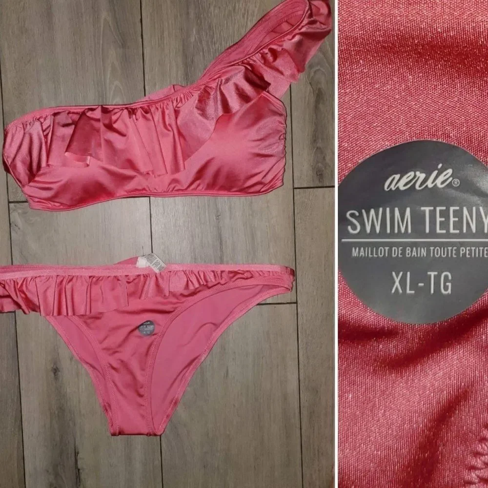 Aerie pink ruffle bikini Teeny Maillot De Bain Toute two-piece set woman Xlarge